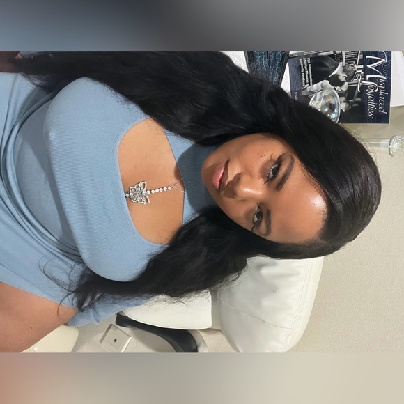 ~Allison Slate Blue Sweater Dress W/ Bolero Neckline, Front Cutout & Side Split~ - Picture 7 of 16